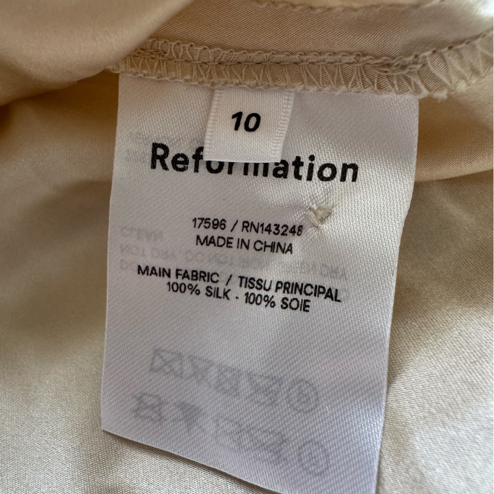 Reformation Silk Cream Ruffled Square Neck Maxi dress - Picture 4 of 4